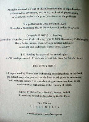 Harry Potter Half-Blood Prince Australian First Edition Hardback