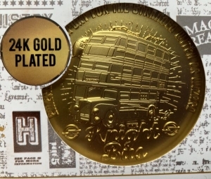 Harry Potter 24k Gold Plated Knight Bus Ltd Edition Medallion